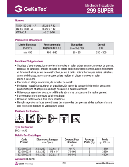 Electrode Inoxydable - 299 SUPER - D3.2 x 350| mano.tn | Tunisie
