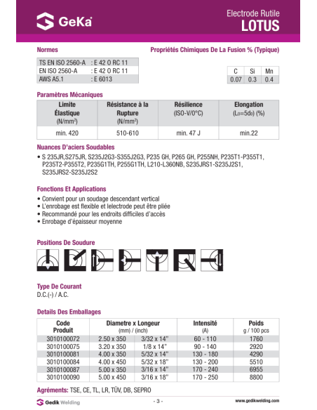 Electrode rutile - LOTUS R6013 - D4.0 x 350 / 5KG| mano.tn | Tunisie