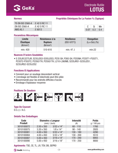 Electrode rutile - LOTUS R6013 - D3.2 x 350 / 5KG| mano.tn | Tunisie