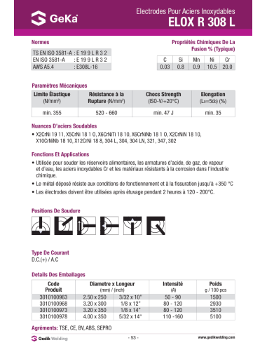 Electrode ELOX R 308 L - D2.5 x 300 / 3KG| mano.tn | Tunisie