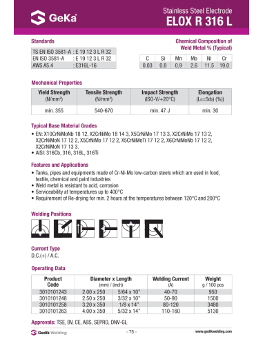 Electrode ELOX R 316 L - D3.2 x 300 / 4.5KG| mano.tn | Tunisie