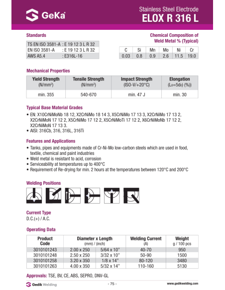 Electrode ELOX R 316 L - D3.2 x 300 / 4.5KG| mano.tn | Tunisie