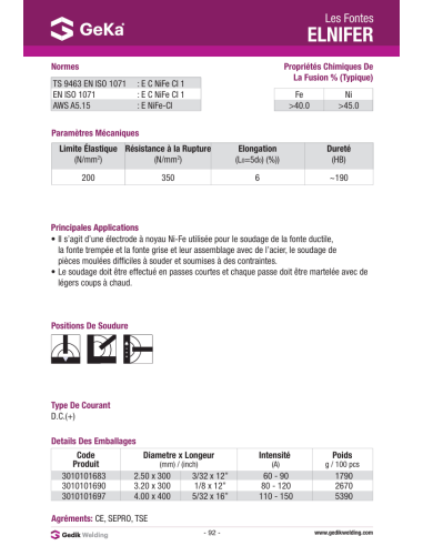 Electrode Fonte - ELNIFER - D3.2 x 300 / 1KG| mano.tn | Tunisie