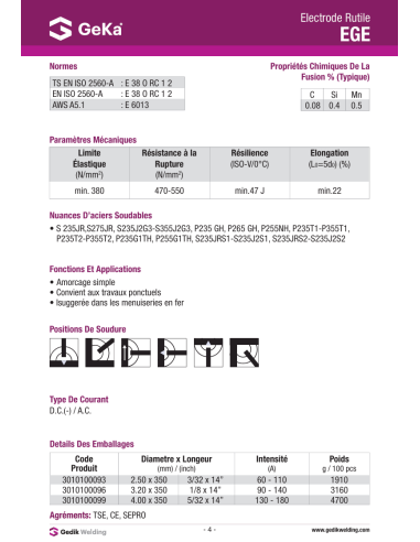 Electrode rutile - EGE 6013 -D3.2x350 / 5KG| mano.tn | Tunisie