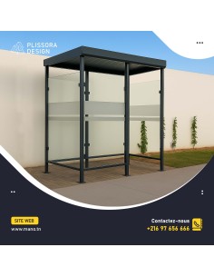 Abri Fumeurs Industriel – Acier Galvanisé Époxy & Toiture Sandwich| mano.tn | Tunisie