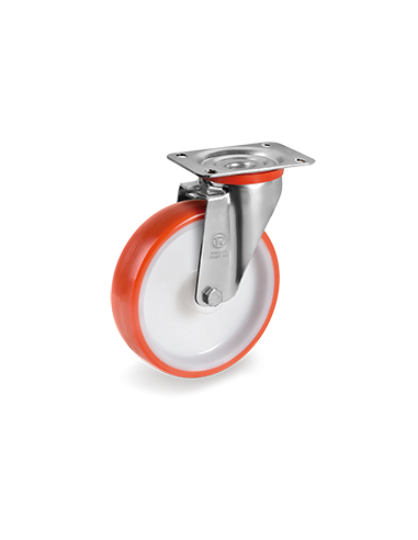 ROUE PIVOTANTE A PLATINE ROUGE 157100