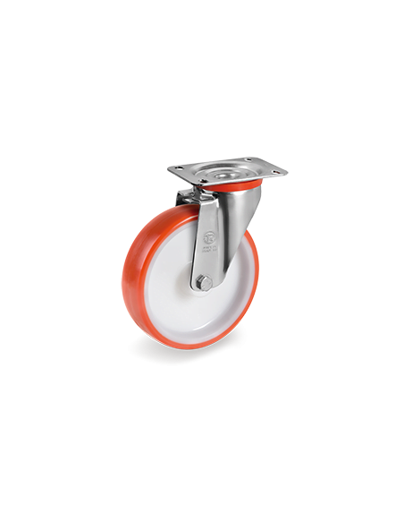 ROUE PIVOTANTE A PLATINE ROUGE 157100