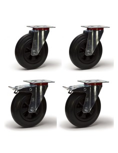 ROUE PIVOTANTE PLATINE ET FREIN NOIR 38200