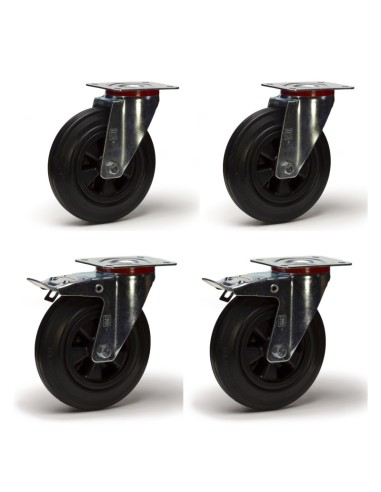 ROUE PIVOTANTE PLATINE ET FREIN NOIR 38200