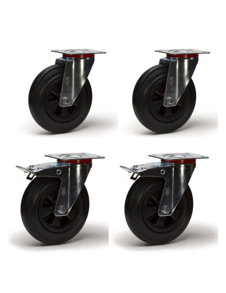 ROUE PIVOTANTE PLATINE ET FREIN NOIR 38200