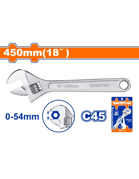 CLE A MOLETTE CHROME 18" WAW1118 WADFOW| mano.tn | Tunisie