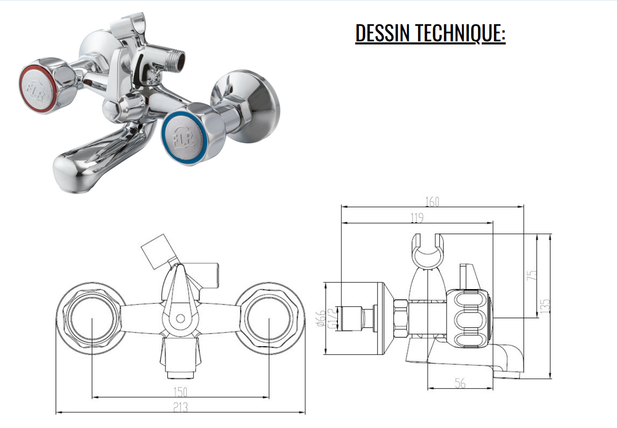 Mélangeur Bain / Douche ML2001 FLR