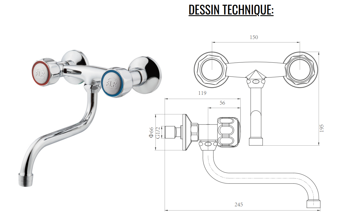 MELANGEUR EVIER MURAL ML2004 FLR