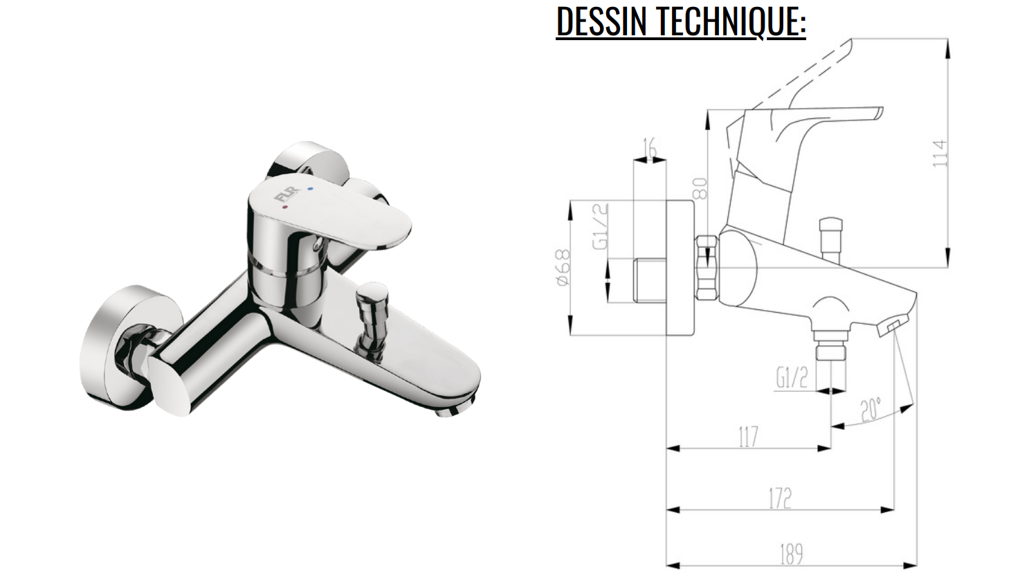 MITIGEUR BAIN/DOUCHE DELTA MT8001 FLR