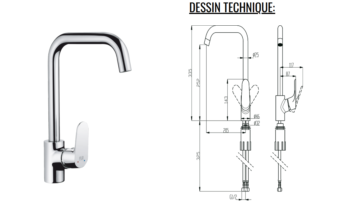 MITIGEUR EVIER DELTA MT8005 FLR