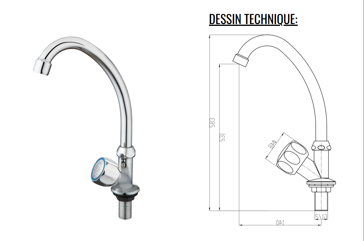 ROBINET VERTICAL RB1002 FLR
